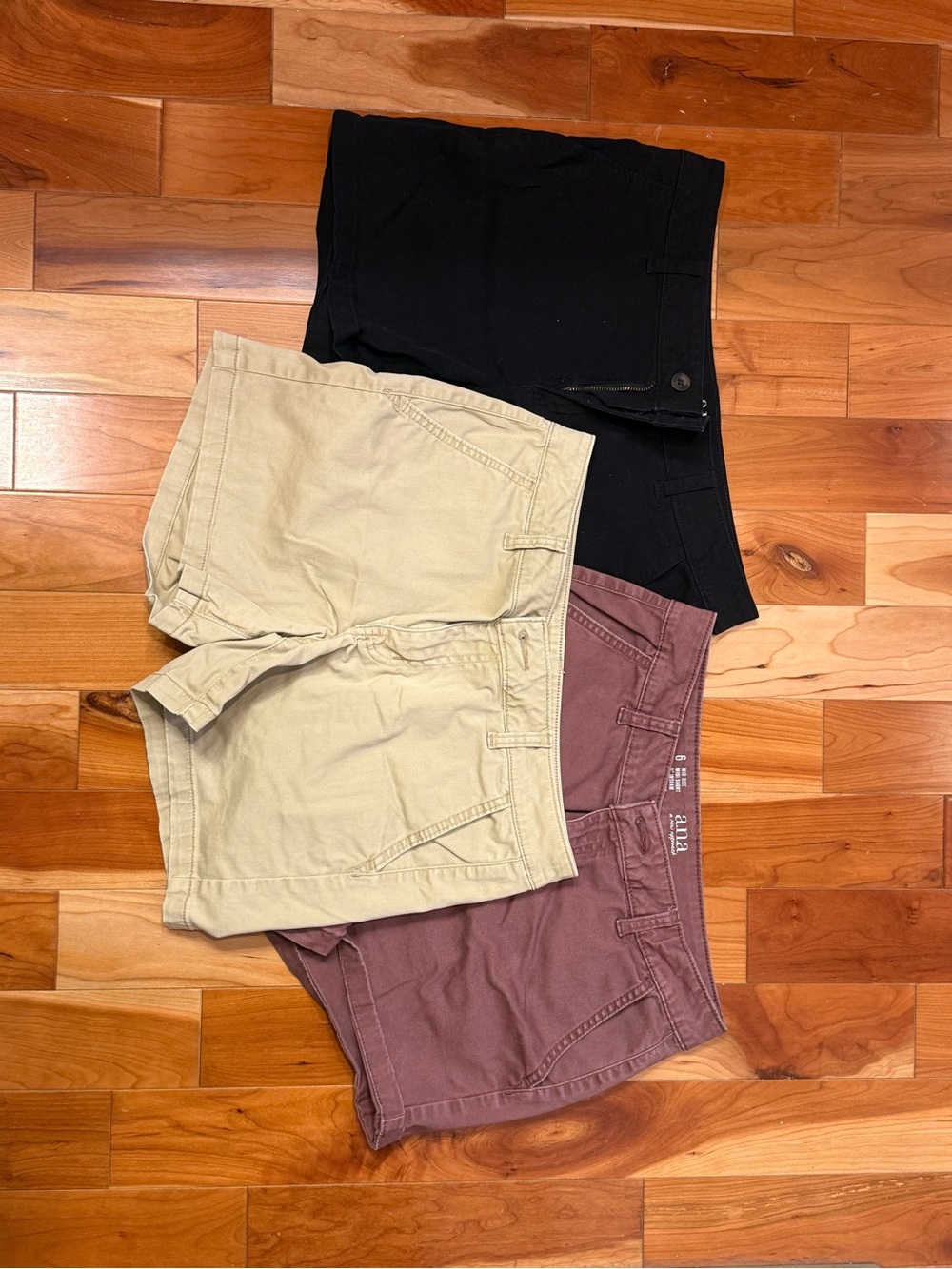 a.n.a Women's Shorts Trio in Black, Tan, and Mauve
